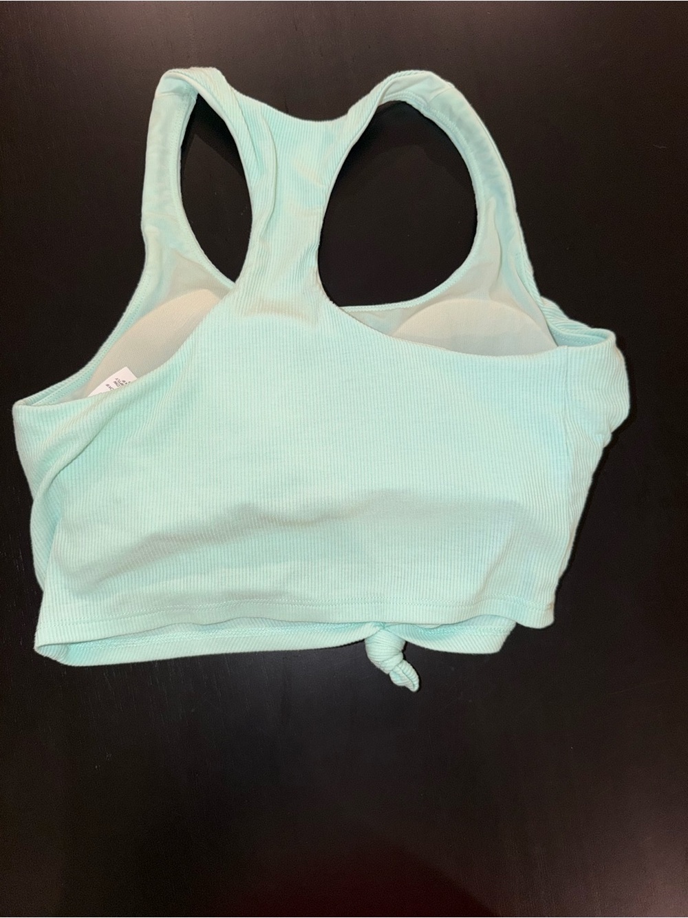 JoyLab Mint Ribbed Racerback Knot-Front Crop Tank - Picture 3 of 3